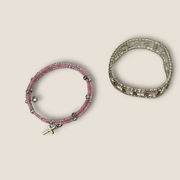 Set of 2 Bracelets silver tones & adjustable - Picture 2 of 4